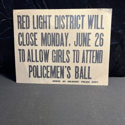 reproduction, Cardboard Sign of a closure of the red light District