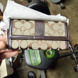 Coach Signature Checkbook Wallet