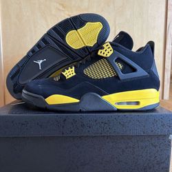 Nike Air Jordan 4 Thunder Black Yellow 2023 Size 12 DH6927-017 Brand New