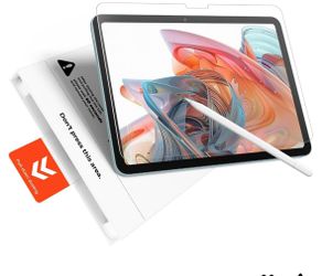 KCT 2 Pack Paperfeel Glass Screen Protector for iPad Air 11 Inch M4/M3/M2 Tempered Glass with Bubble-Free Installation Tray, Matte Surface Mimics Pape