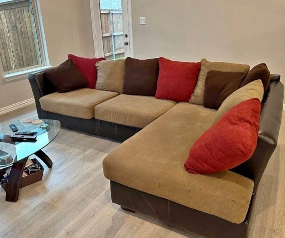 Ashley’s Furniture L-shaped Sectional Sofa w/ Oversized Chaise Lounge Couch (2-pieces)
