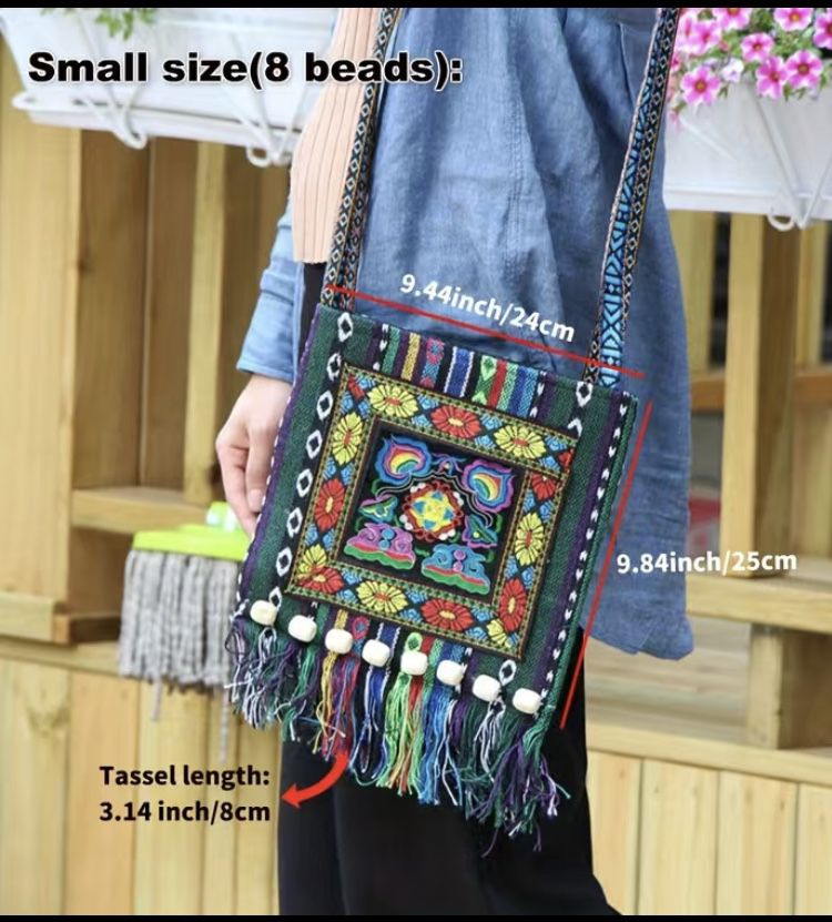 Boho Embroidered Ethnic Bag Crossbody Purse