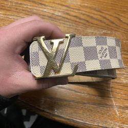 Louis Vuitton Authentic White Checkered Belt Men’s Size 95/36 Pre-Owned