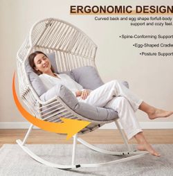 White + Gray Rocking Egg Chair - WT1