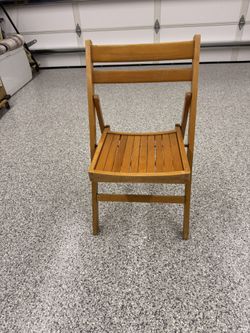 Six Folding Wooden Slat Chairs