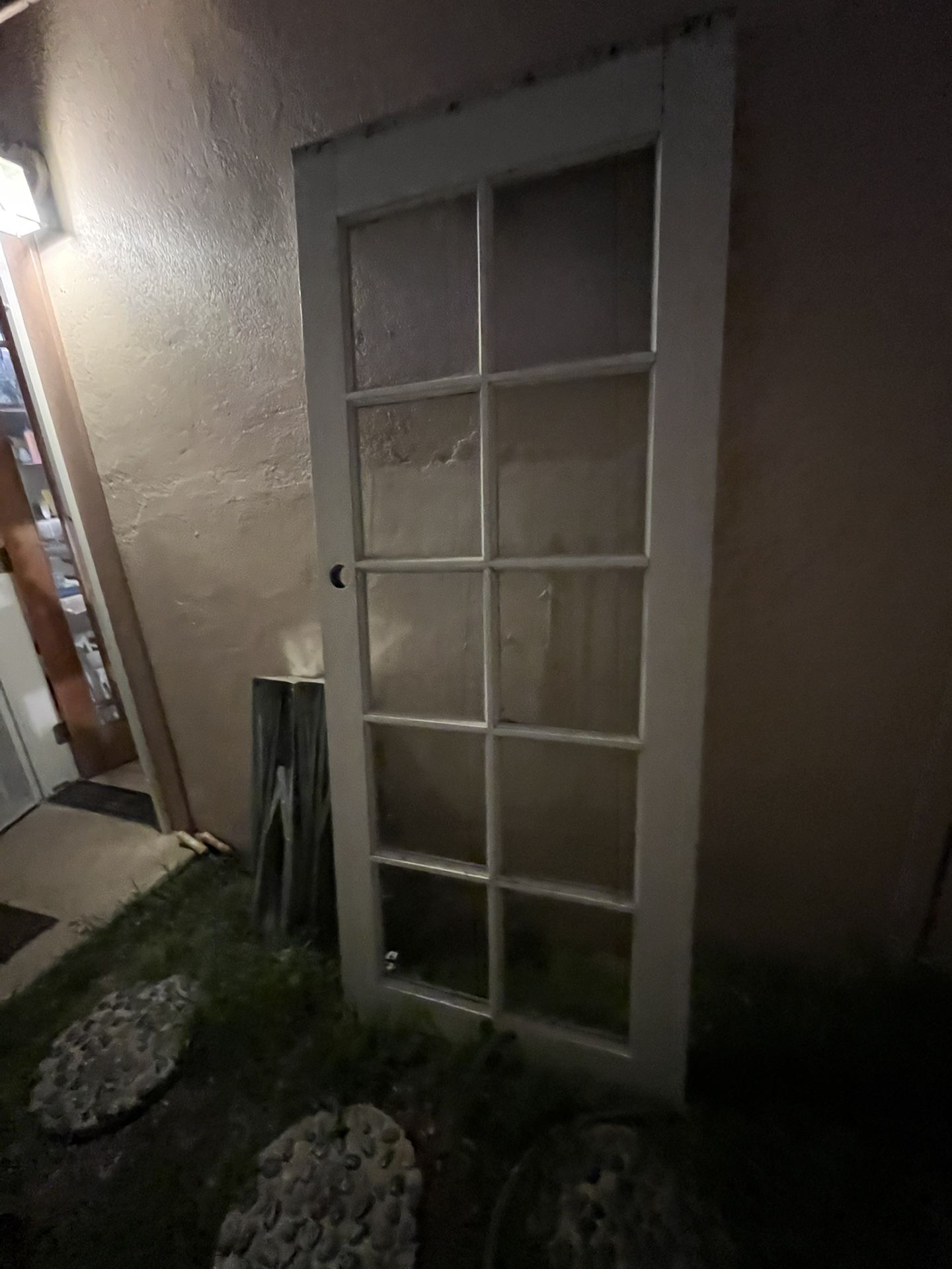Vintage Wood Door W/ 10 Pane Window