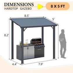 8 ft. x 5 ft. Outdoor Pergola Hardtop Gazebo, Wall-Mounted Heavy Duty Lean to Metal Patio Cover $130  Warehouse Address: 2745 Boone st  Columbia sc 29