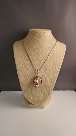 24 inch sterling silver genuine amber necklace