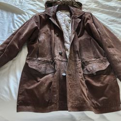 Men's L Vintage Italian Suede Stadium Coat