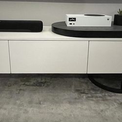 Extending TV Stand with Storage, Black & White