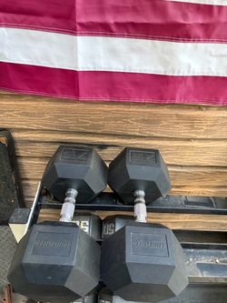 75 lbs TRU GRIT Rubber Hex Dumbbells Pair