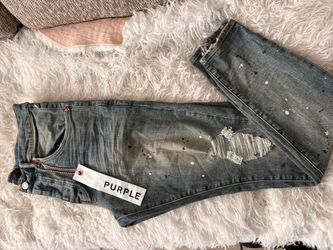 Purple brand skinny jeans size 33  men paint ripped
