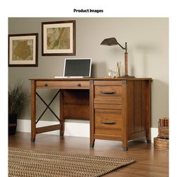 OFFICE DESKS (2) with Two Seta Leather Office Chairs including chair mats, One cadenza, and one tall shelf