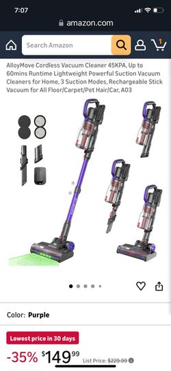AlloyMove Cordless Vacuum Cleaner 45KPA, 60 Mins Runtime
