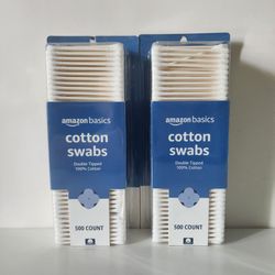 Amazon Basics Cotton Swabs 500 Count x2