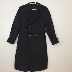 Black Double Breasted Military Trench Coat- DLA- By Garrison collection (36-S)