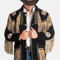Western Leather Cowboy Coat Jacket