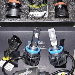 Car Led Headlights 2 COMPLETE KITs  4 BULBS.  Headlights And Fog Lights Bundle Deal And Free License Plate And Reverse 