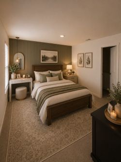 Queen Brown wood bed Fran
