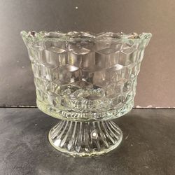 FOSTORIA Vintage American Clear Cubic Pedestal Compote Candy Dish (Height: 5-1/2”)