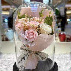 Preserved Soap Flower bouquet Dome