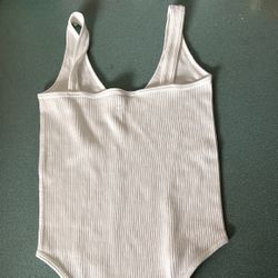 Elle Ribbed. Knit Bodysuit White.