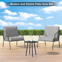 3pc metal outdoor set, grey