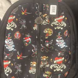 Black Tattoo Print Backpack 