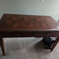 Antique Desk With Art Deco Top and Elegant Features  