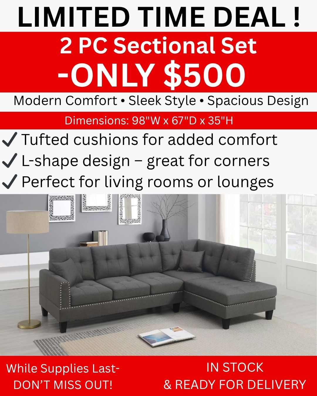 2 Pc Sectional Set