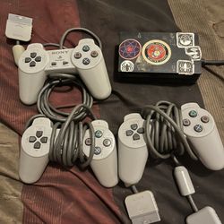 PlayStation Controllers w/Extension cable And Multitap