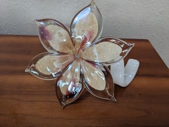 Hand Blown "Flower" pink with Curled Stem - Price Reduced