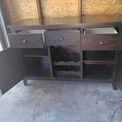 Dark Espresso Wine Bar Sideboard & Buffet Cabinet