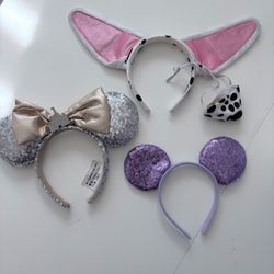 Disney Halloween Costume Ear Headbands Bundle – 3 Headbands + Dalmatian Nose