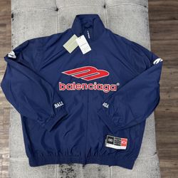 Balenciaga 3B Football Jacket Blue Size XL