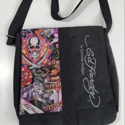 Ed Hardy Messenger Bag Death Before Dishonor Y2K Black