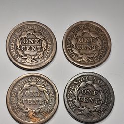 ×4 - Early Date Braided Hair Large Copper Cents 