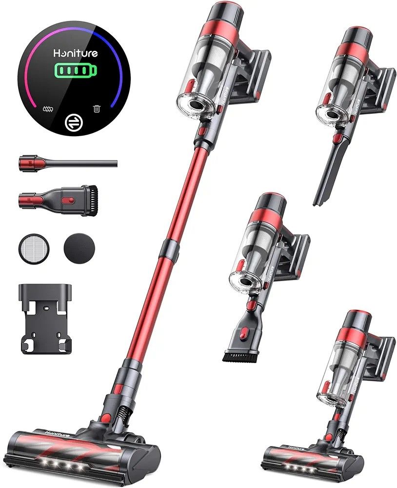 HONITURE S13 Pro Cordless Vacuum Cleaner, 450W 38KPA Vacuum Cleaners with Touch Screen, Detachable Battery(Max 55min), Lightweight Powerful Cordless V