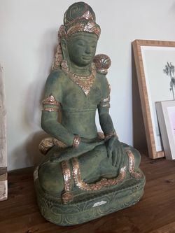 Large Balinese Cast Stone Goddess Statue – 34 lbs – Meditation / Spiritual Decor