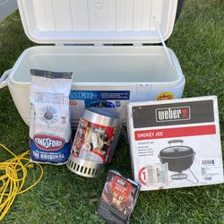 ALL For $45 - Camping / Fishing/outdoor Items - Grill/lighter Cubes/chimney - (Cooler Is Sold)