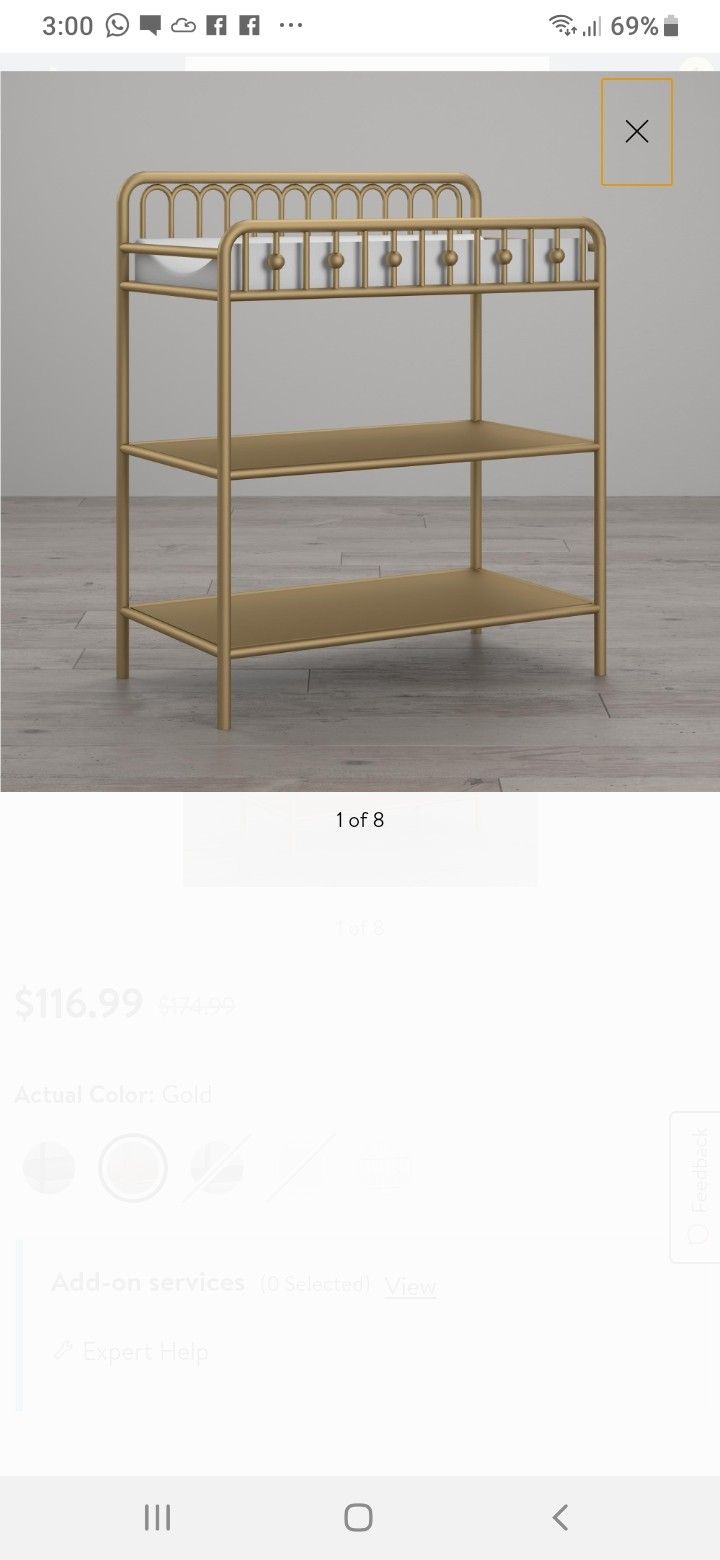 New gold metal changing table