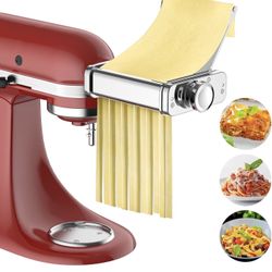 3 in 1 Pasta Attachment for KitchenAid Stand Mixer, All Metal Pasta Maker KitchenAid Attachment, Pasta Sheet Roller, Spaghetti Cutter, Fettuccine Cutt