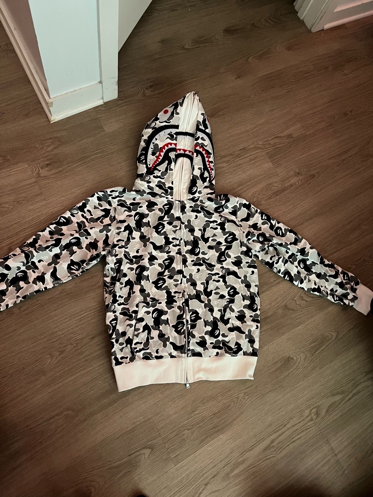 brand new black n white bape hoodie with tags n bag