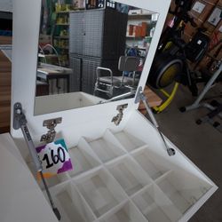 White Vanity Dressing Table, Makeup Vanity Table with Flip up Mirror Bedroom Dresser Table Jewelry Storage Makeup Dressing Table for Women Girls
