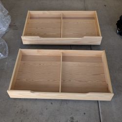 Wood Rolling Under Bed Storage Drawers