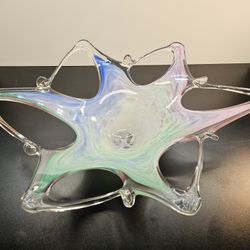 Vintage Murano Art Glass Bowl Starfish Pink Blue Green