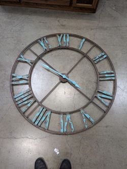 WORLD MARKET Large Round Metal Wall Clock with Roman Numerals