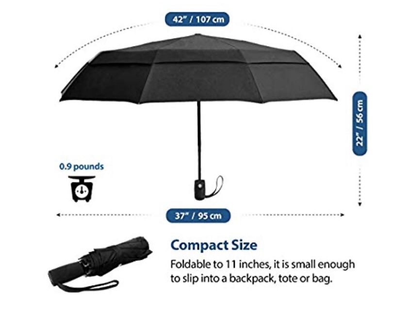 Compact travel umbrella