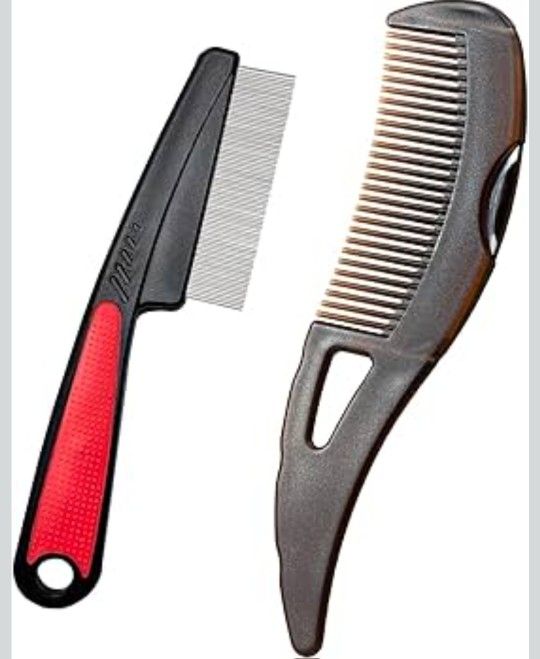 Dandruff Comb Wide Tooth, Stainless Steel Fine Tooth Lice/Psoriasis Scalp Detox Comb for Women, Men & Kids, Professional Portable Sweep/Massage/Clean
