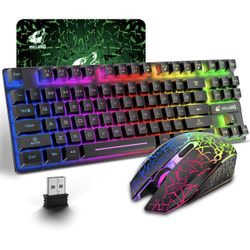 Mechanical Gaming Keyboard and Mouse Combo - Rechargeable 